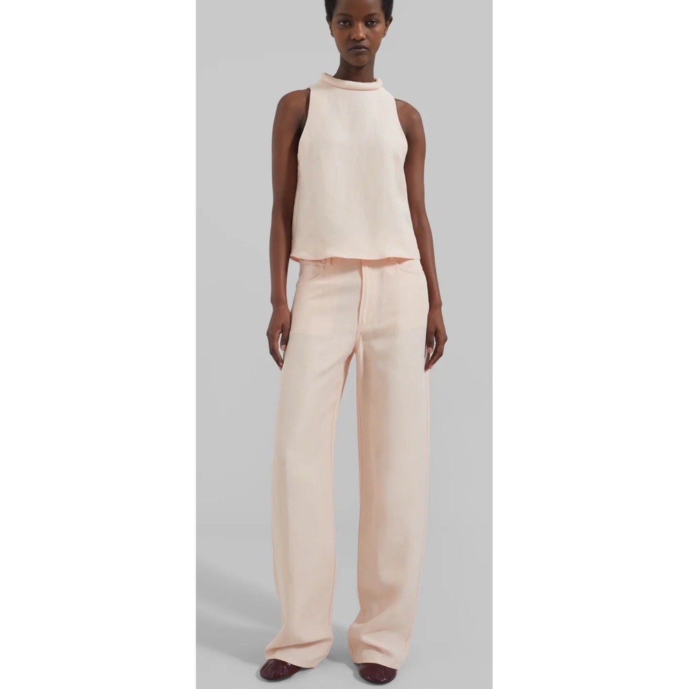 LOULOU STUDIO PERAN PANTS - CREAM ROSE Size Large 32x32. Linen Mix. NWT